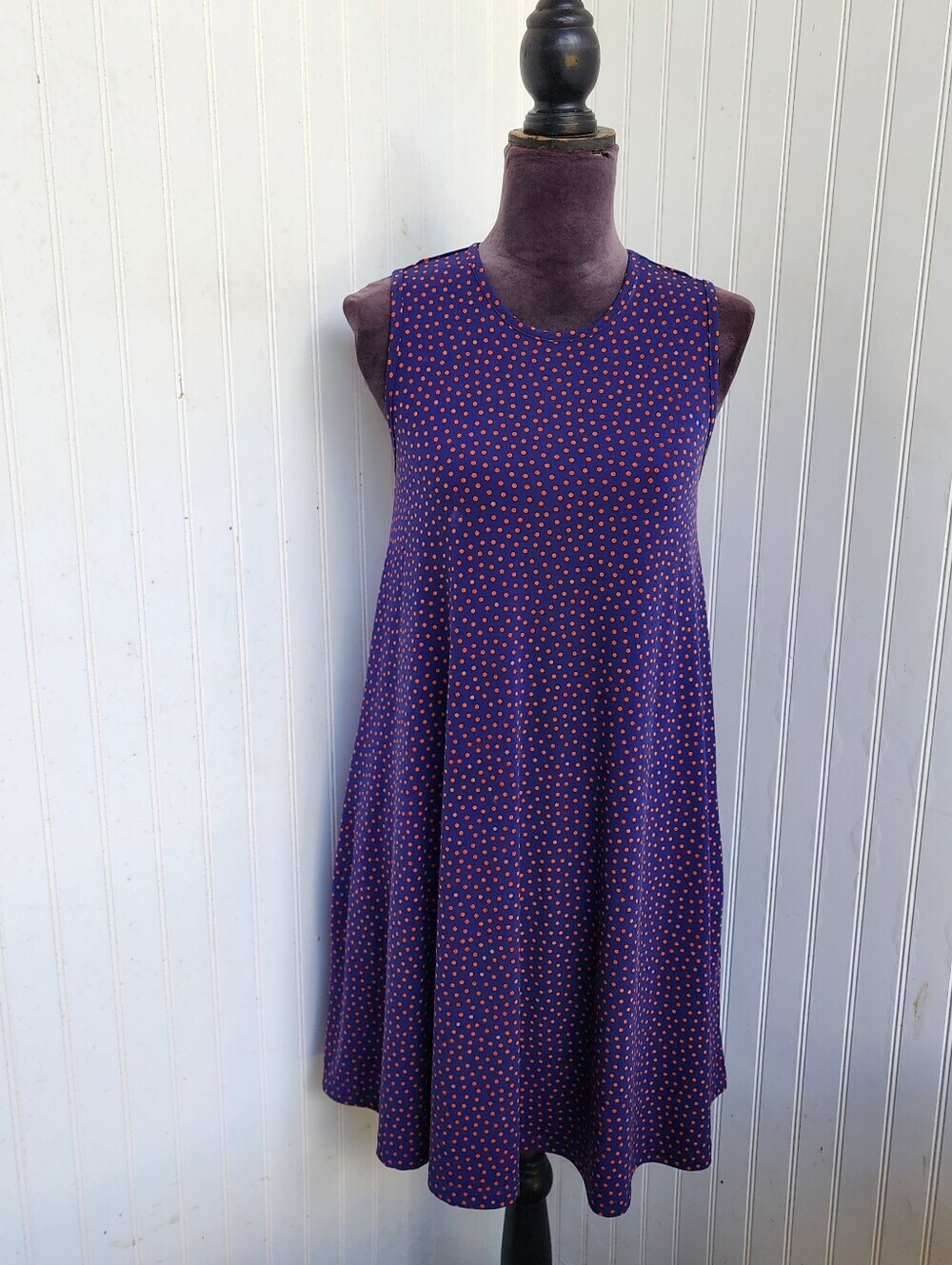 Nicole Miller New York Dress Womens Mini Polka Dot Pockets Navy Red Stretch S